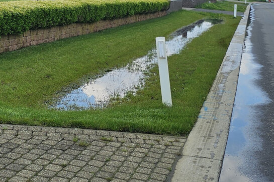 Komvormige groenzones langs de weg die regenwater tijdelijk bufferen en laten insijpelen Komvormige groenzones langs de weg die regenwater tijdelijk bufferen en laten insijpelen