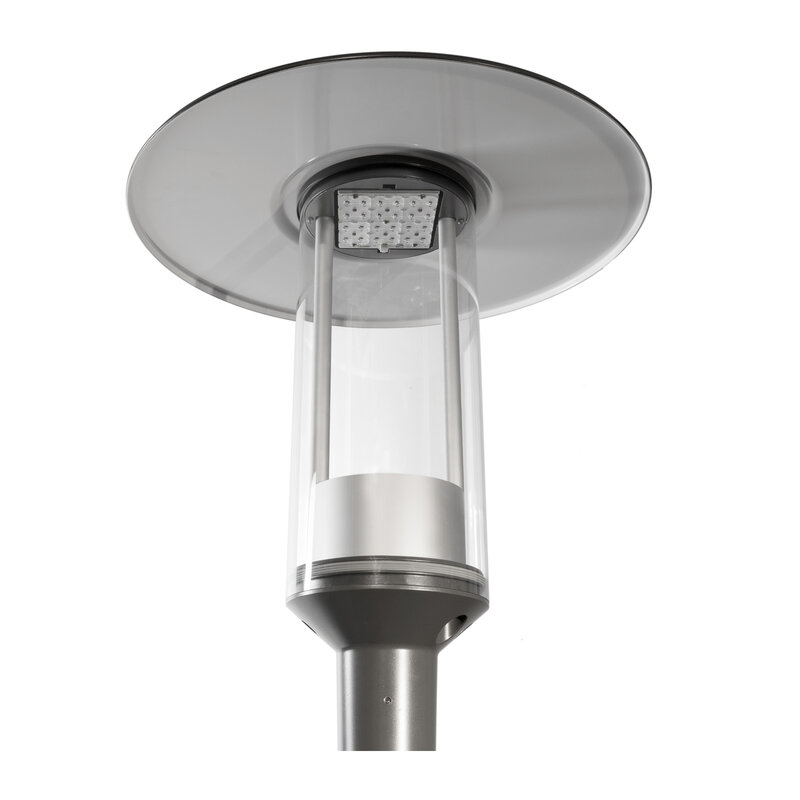 Zylindo hoed van Schréder is een cilindervormig LED-armatuur met een decoratieve hoed, ideaal voor stijlvolle en energiezuinige stedelijke verlichting.