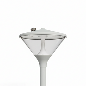 De Friso ECO is een verlichtingstoestel dat zich kenmerkt door een helder, ingetogen kegelvormig design met een compacte en functionele uitstraling. Het ontwerp zorgt voor een rustige, tijdloze vormgeving die moeiteloos integreert in uiteenlopende openbare ruimtes.