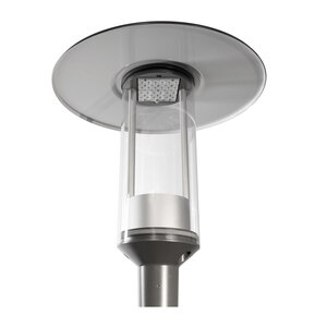 Zylindo hoed van Schréder is een cilindervormig LED-armatuur met een decoratieve hoed, ideaal voor stijlvolle en energiezuinige stedelijke verlichting.